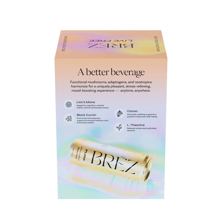 BRĒZ – wholesale Non-alcoholic aperitif/mocktail – Flow - Adaptogen Infused Social Tonic - 24 cans (4-Packs)