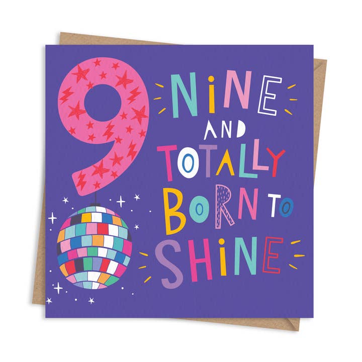 Né pour briller Carte d'anniversaire 9 ans pour la vente par Dotty Black