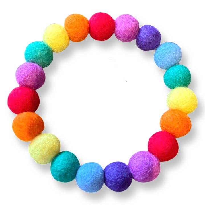 Puppies & Pom Poms - Wholesale Pet Collar - Dog - Personalised Pom Pom Dog Collar - Rainbow Brights 2cm Balls