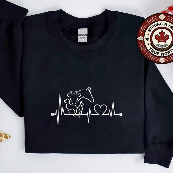 Embroidered Horse Heart Line Art Western Crewneck for wholesale by STRONG N FREE CDN