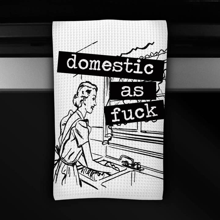 Toalha de prato engraçada e inadequada, toalha de cozinha. “doméstica como Foda” por atacado de Cleverish Co