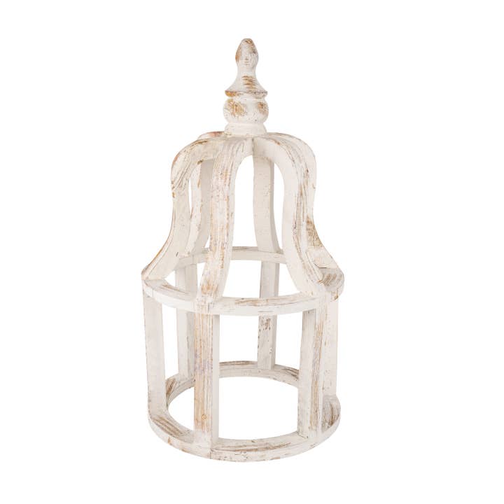 My Amigos Imports - Wholesale Lantern - Crown Farmhouse Wood Lantern-Home Decor-Distressed White