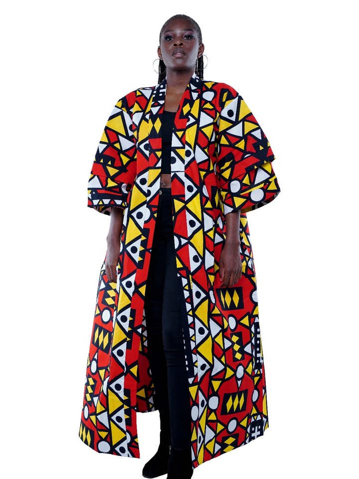 Afrikansk lång kimono | Morgonrock | Dammrock | En storlek för wholesale av Satsuma Wholesale