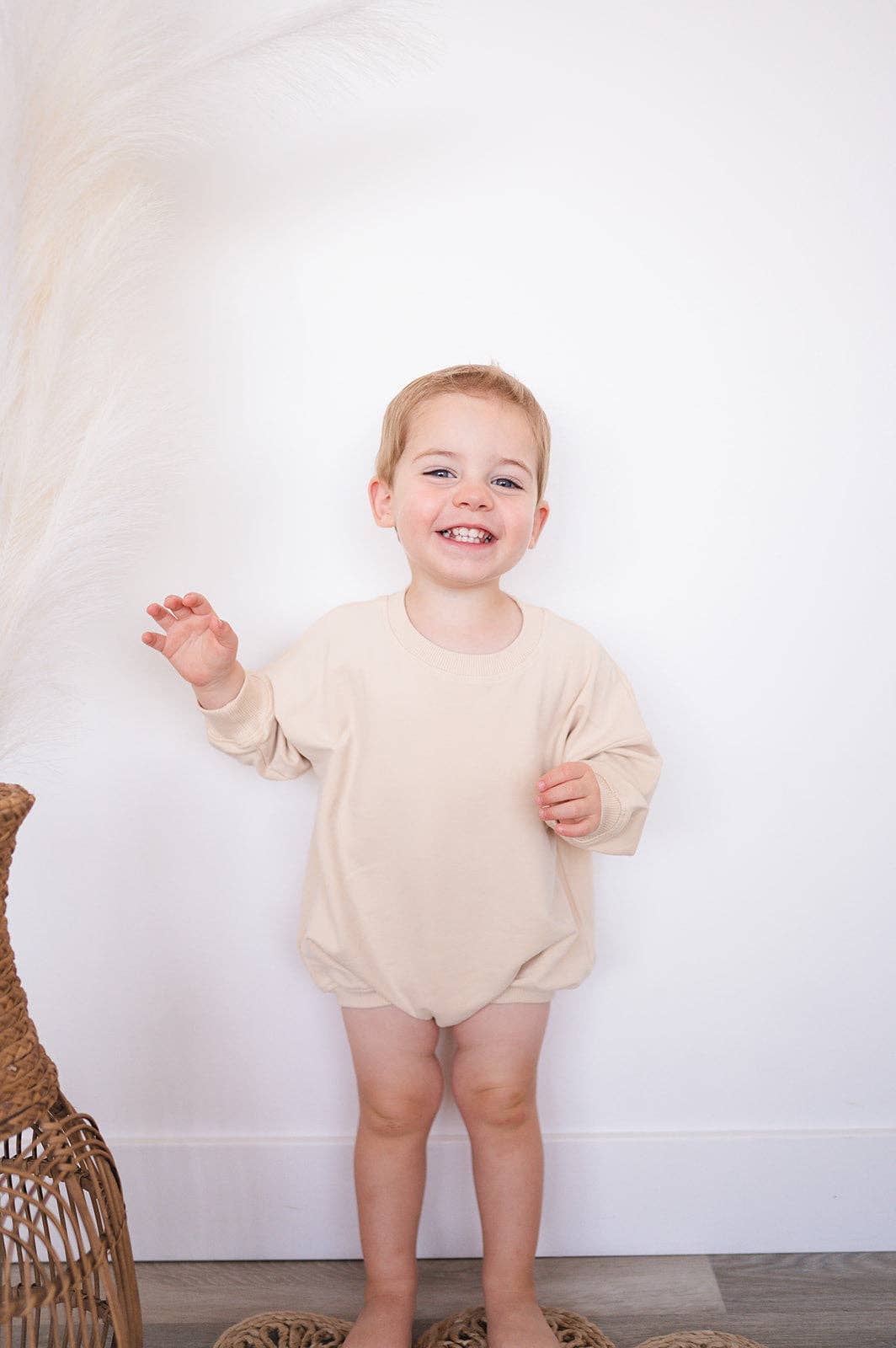 Addie Joy company - Wholesale Bodysuit (Non-Footed) - Baby - Oversized Cozy Romper - Vanilla2