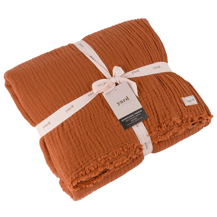 Lark Muslin Cotton Oversized Throw Pecan for wholesale on Faire1