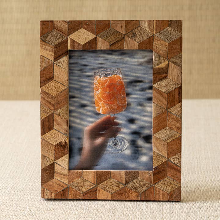 Multi-Wood Chevron fotoramme Medium 5X7" for engroshandel hos India Handicrafts Inc