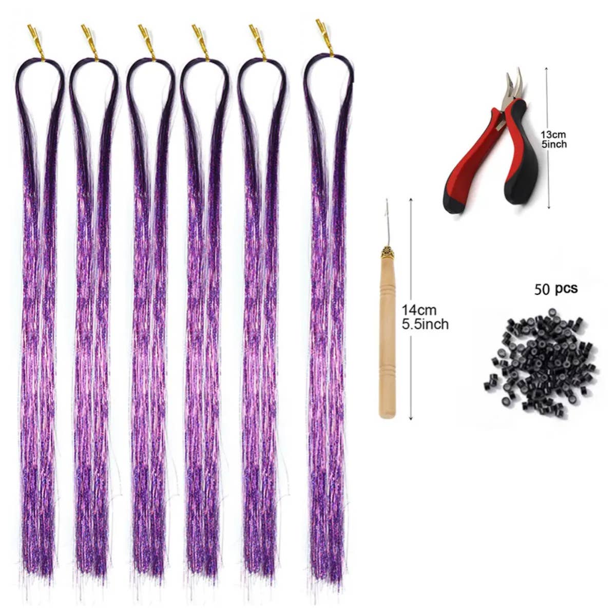 AK Brand - Vente Extensions de cheveux - Kit de Tinsels Étincelants pour Extensions de Cheveux4