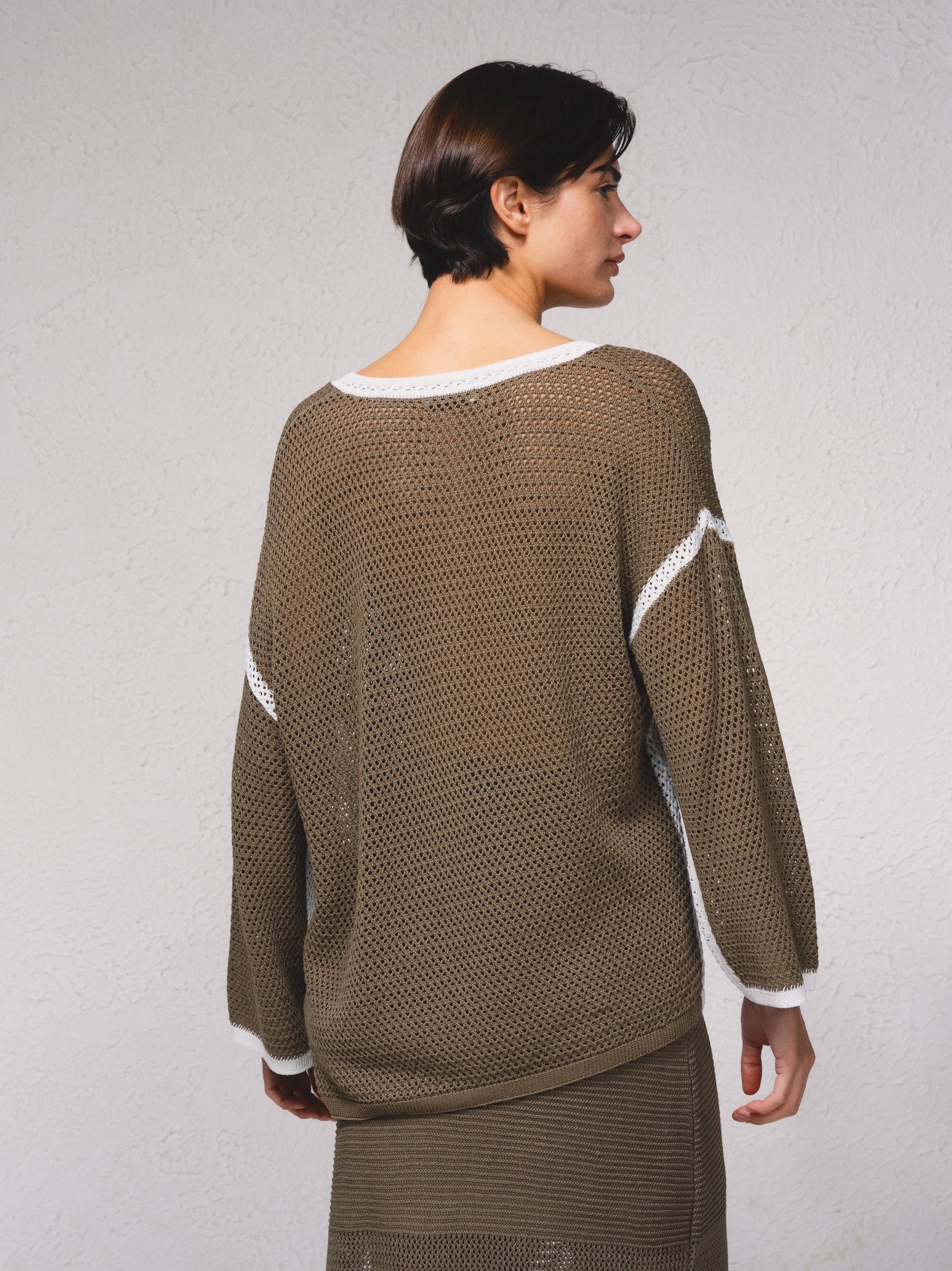 SMF - Wholesale Knit Sweater - Women's - 259158 - Sweater with contrast stitching 3