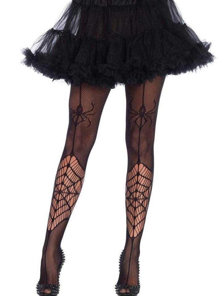 Black Itsy Bitsy Spider Tights for wholesale on Faire