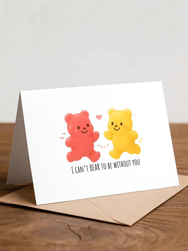 Carte d'amour Ourson Gommeux pour la vente par Chewy Lemon Studio
