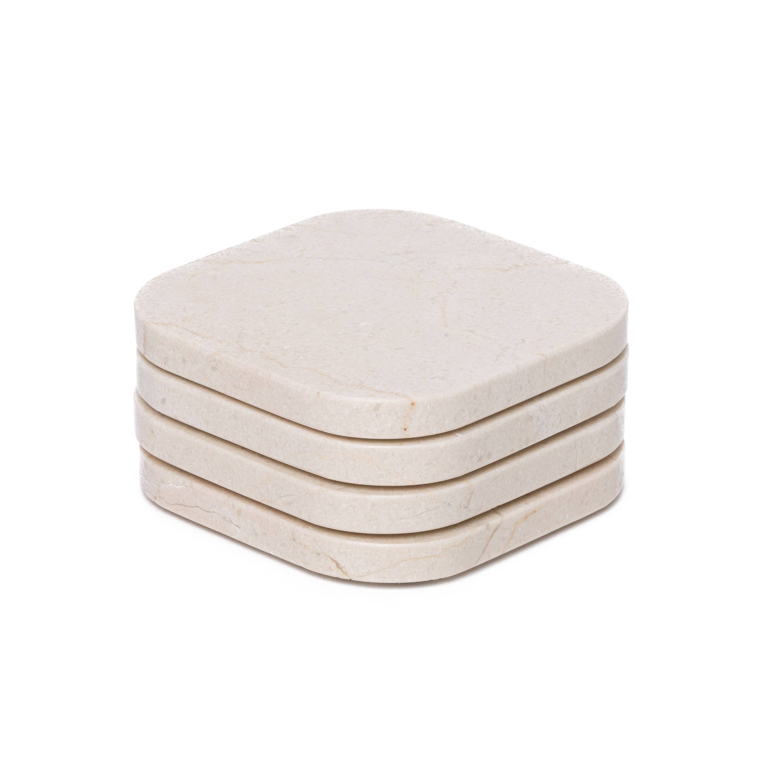 MOOISA B.V. - Wholesale Coasters - Marble coaster - organic - beige set of 4 - 10x1