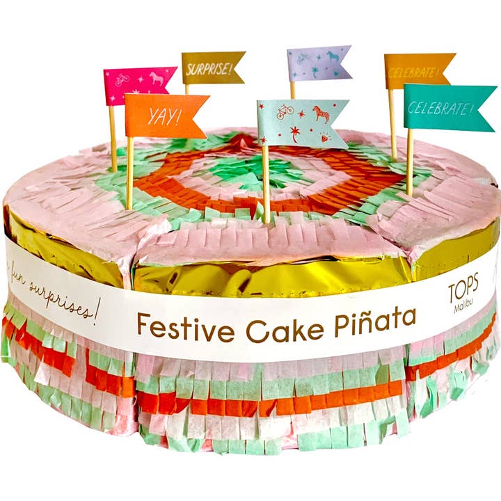 TOPS Malibu - Wholesale Cake - Refillable Tabletop Piñata Cake Slices - Festive - 7 Piñatas