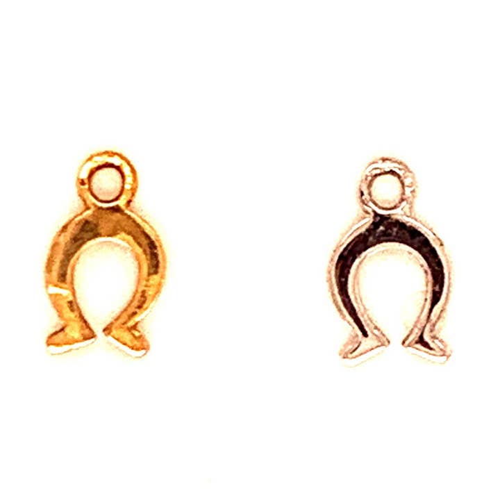 Mini Hanging Horseshoe Charm, Horseshoe Pendant, Sterling Silver Horseshoe Charm, Horseshoe Jewelry, Horseshoe, Gold Charm, Gold Horseshoe for wholesale by The Bead Bazaar