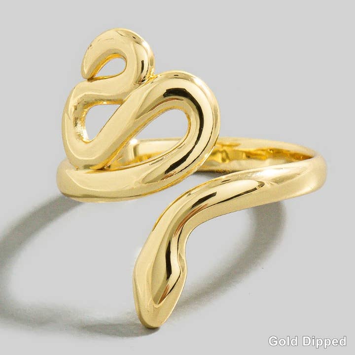 The Looks by Fame Accessories - Wholesale Band/Stacked Ring - Gold Dipped Swirled Snake Open Band Ring1