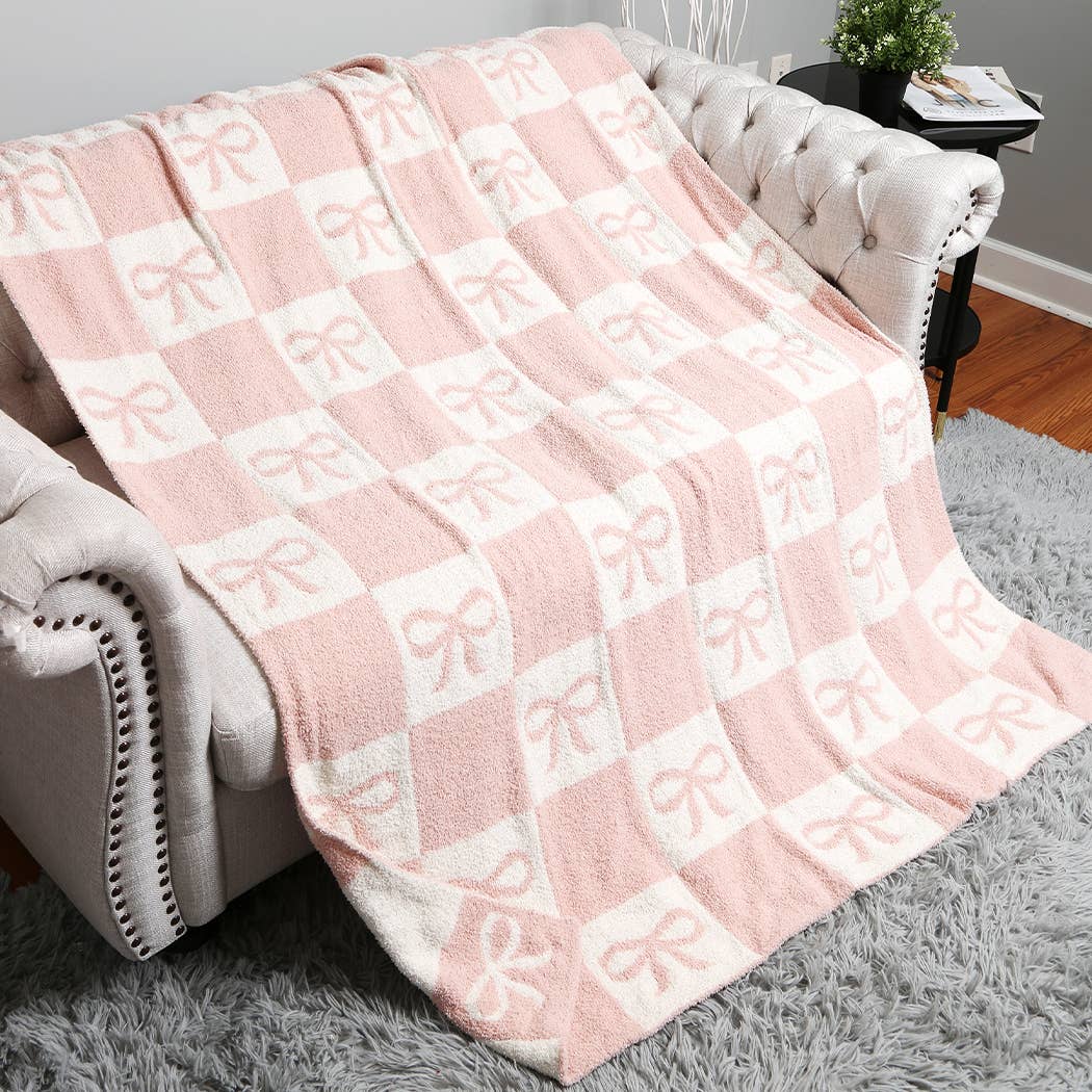 Fashion City - Wholesale Throw Blanket - RIBBON AND CHECKERED Cozy Soft Throw Blanket 11