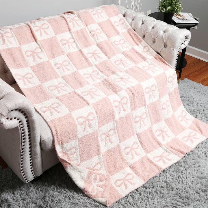 Fashion City - Wholesale Throw Blanket - RIBBON AND CHECKERED Cozy Soft Throw Blanket 10