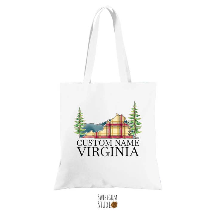 Cabas en tartan Virginia - Texte personnalisé pour la vente par Sweetgum Studio