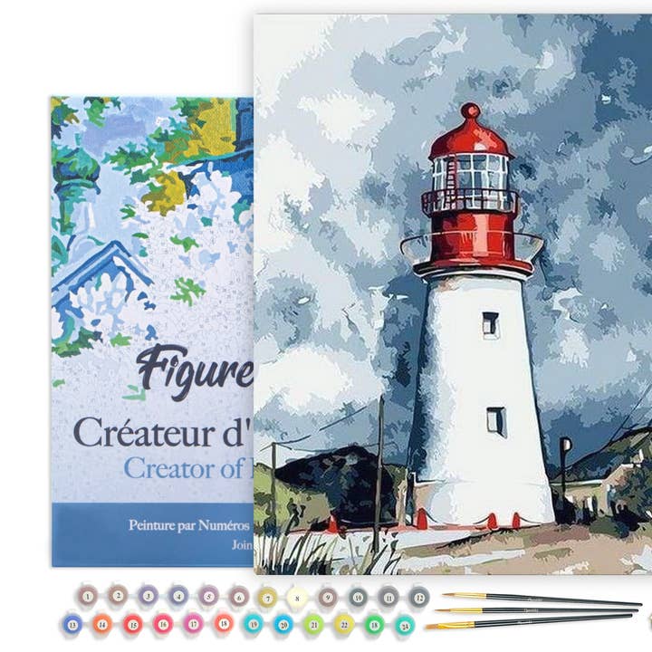 Paint by numbers Lighthouse under a Cloudy Sky - Framed for wholesale by Figured'Art (UK)