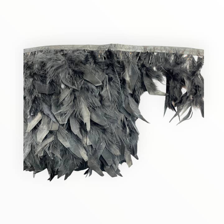 🪶 Dry Feather Trim – Deluxe - Black for wholesale by City Fabrics