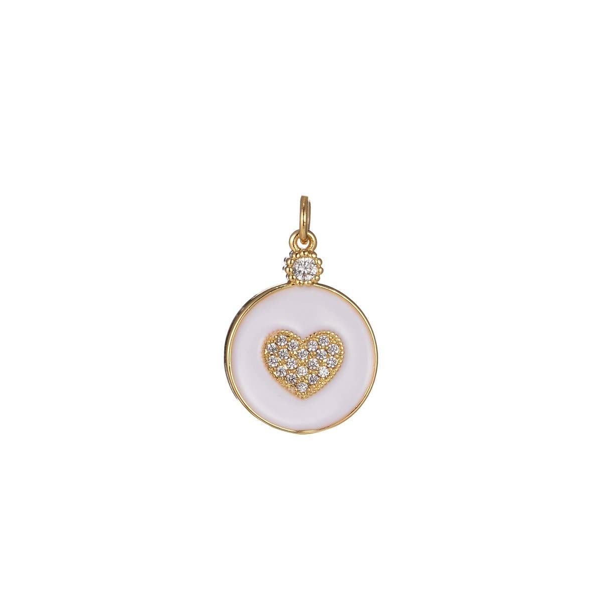 Aim Eternal – wholesale Individual charm/pendant – Dainty Gold Filled Coin Enamel Charm with Micro Pave Heart For Colorful Candy Jewelry Y2K Jewelry M-438 - M-4478