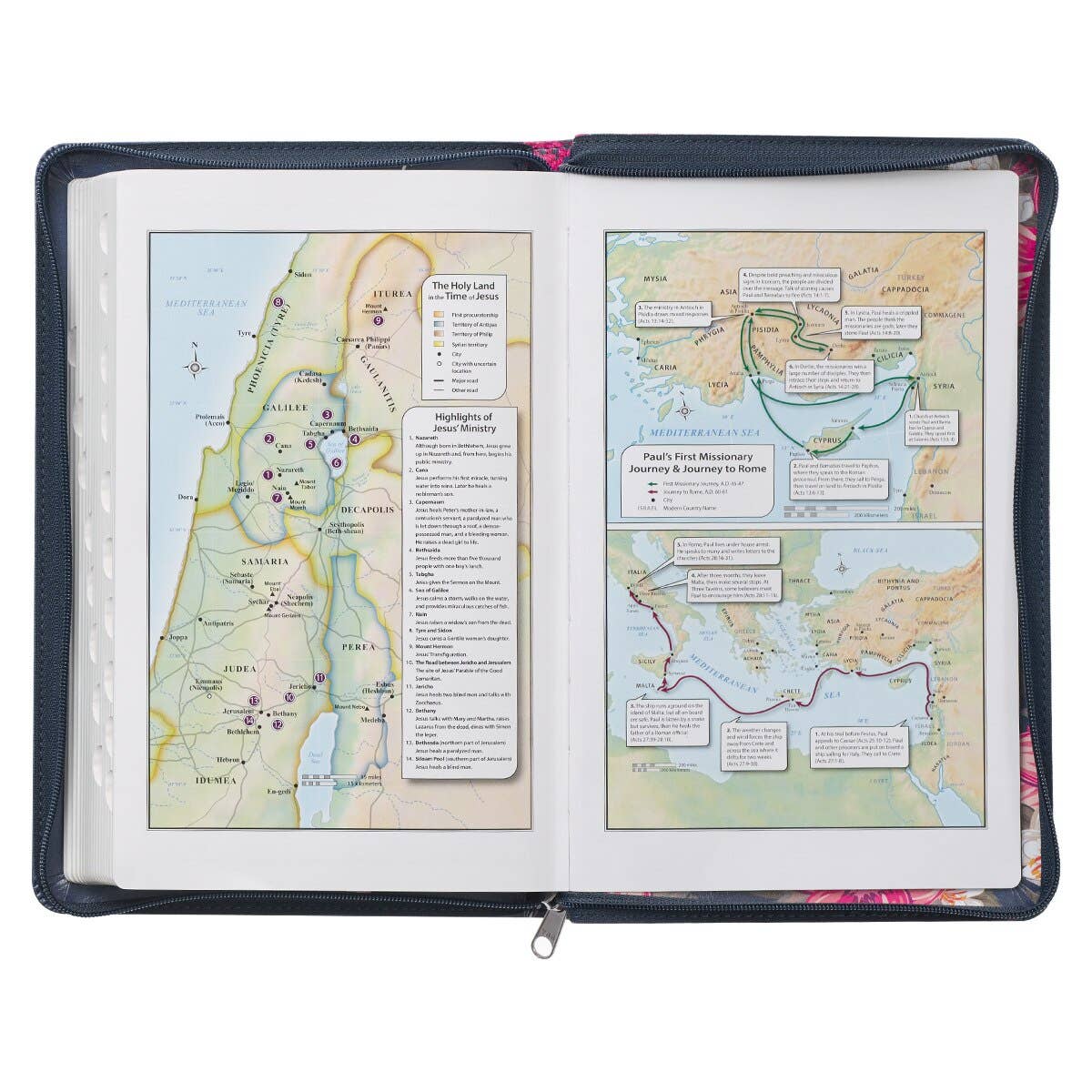 Christian Art Gifts - Wholesale Religion Book - Floral Blue Faux Leather King James Version Deluxe Gift Bibl3