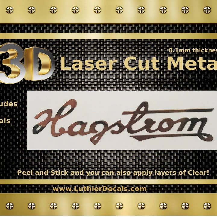 Autocollant pour guitare Hagstrom en métal doré M82 pour la vente par Luthier decals