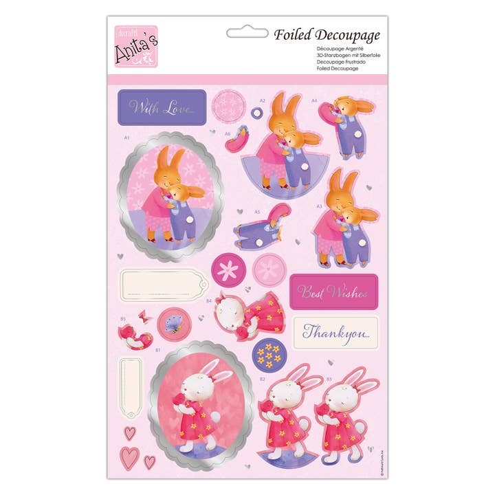 Anita's Foiled Decoupage - Bunny Hugs for wholesale by West Design Products