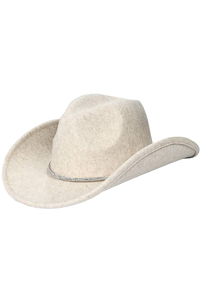 Hana – Chapéu de cowboy - Mulher por atacado – Chapéu de Feltro Vegano C.C Cowboy com Faixa de Strass5