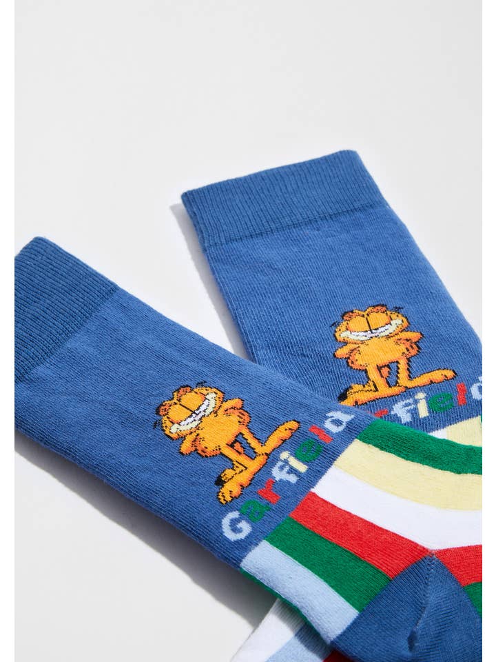 Blue BeGarfield Stripes - 100% Organic Cotton Socks for wholesale on Faire2