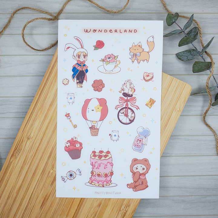 Feuille d'autocollants Wonderland pour la vente par PrettyBoiStudio
