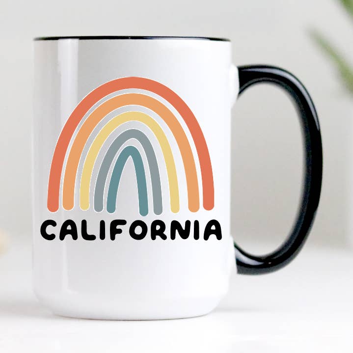 Custom State or Name Boho Rainbow Mug for wholesale by With Love Louise