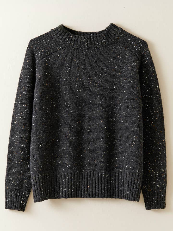 Donegal Merino Wool Sweater in Charcoal for wholesale by OUBAS