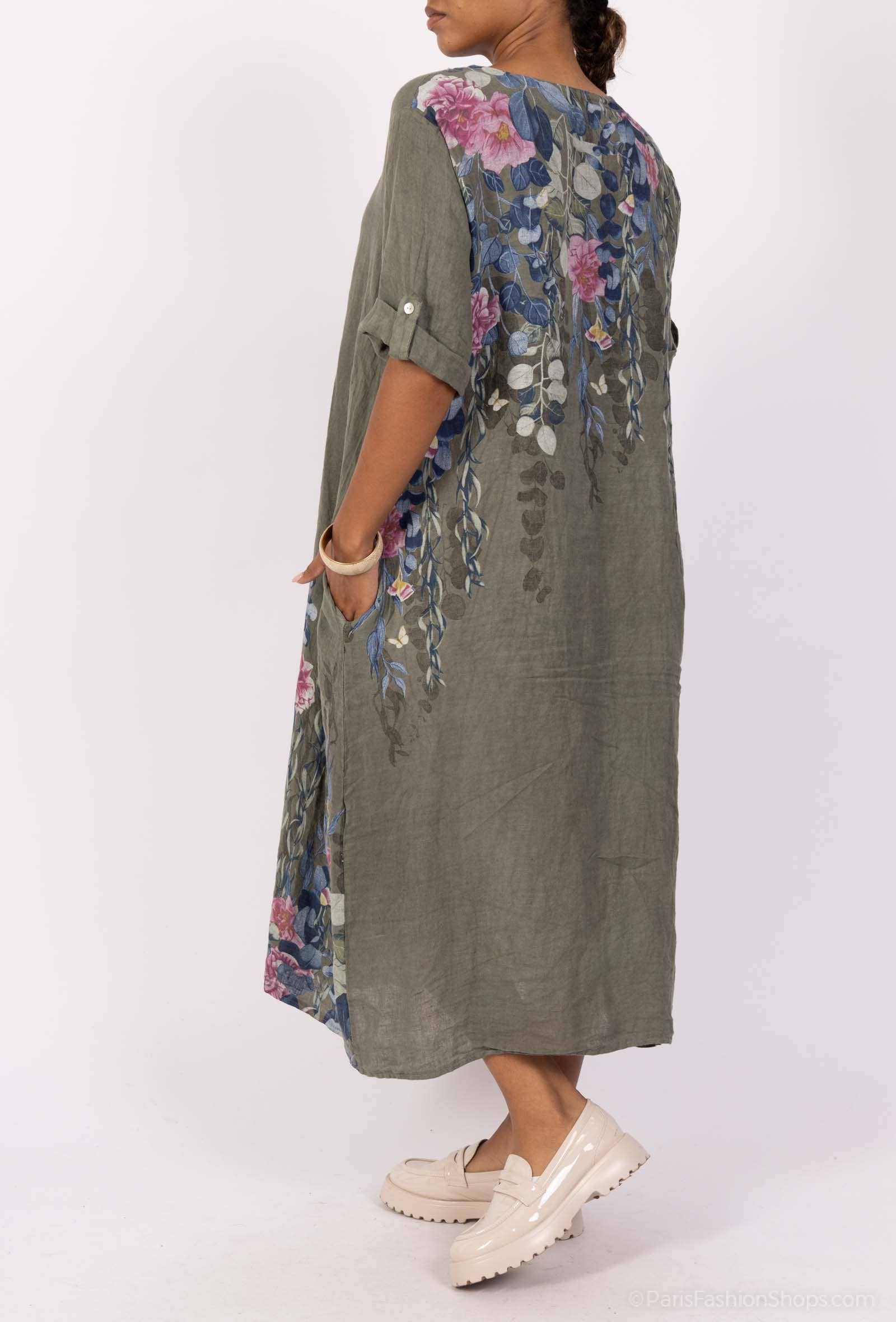 Shyloh - Vente Robe – femme - Robe en lin à imprimé fleuri et 2 boutons 1495513