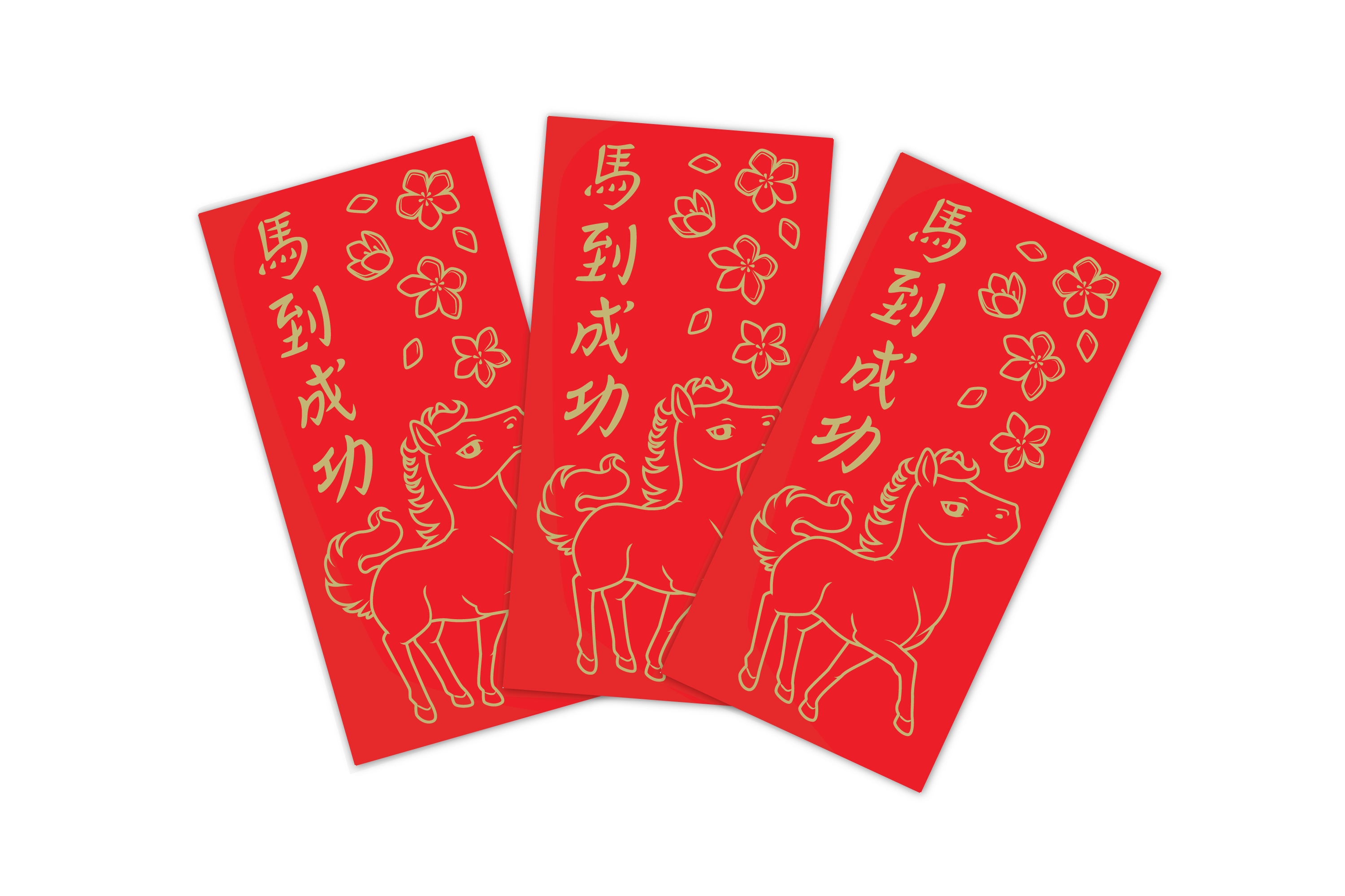 Emii Creations - Wholesale Gift Bag Set/Pack - New Year Horse Gold Foil Red Envelopes - Set of 32