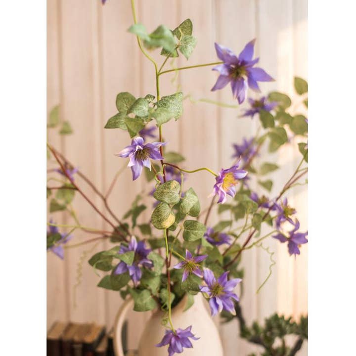 Rustic Reach - Vente Fleurs artificielles - Tige de clématite allemande violette de 40 pouces de haut1