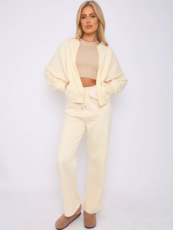 AX Labels - Wholesale Top & Pant Set (NOT Loungewear) - Women's - Oversized Bomber Style Fleece Zipper Co-ord73