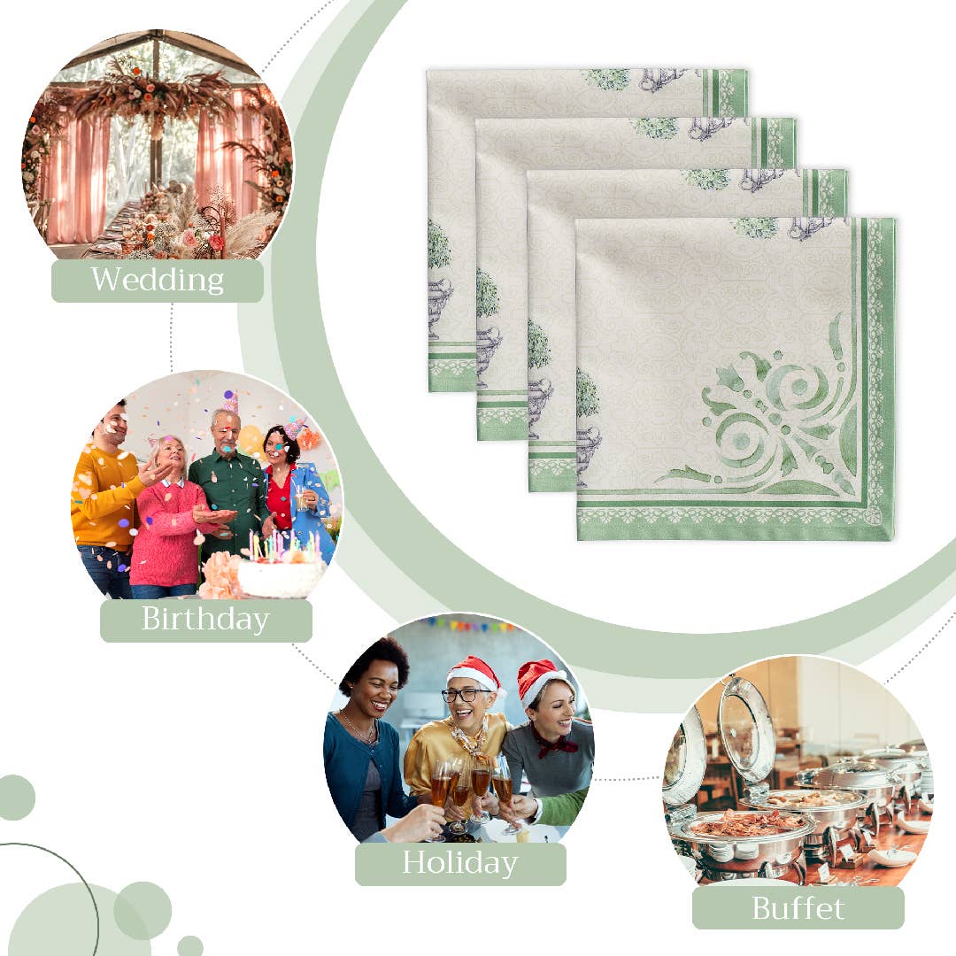 Maison d'Hermine - Design in Every Thread - Wholesale Dinner & Cloth Napkin - Napkins 100% Cotton 20" x 20" - Set of 4 - Jardin Du Roy4