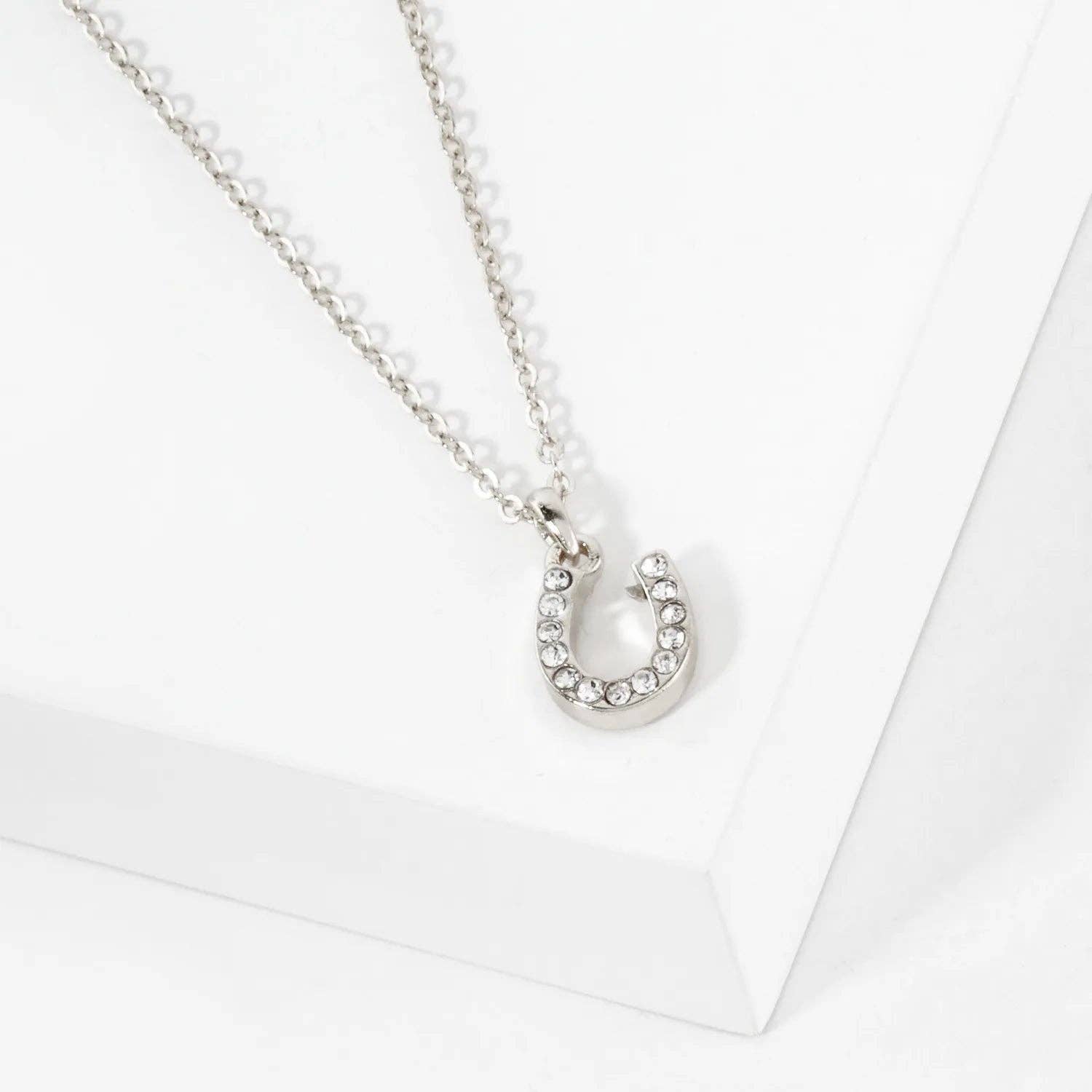 Wild Honey - Wholesale Pendant/Charm Necklace - Crystal-Pave Lucky Horseshoe Pendant Necklace4