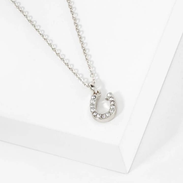 Wild Honey - Wholesale Pendant/Charm Necklace - Crystal-Pave Lucky Horseshoe Pendant Necklace4