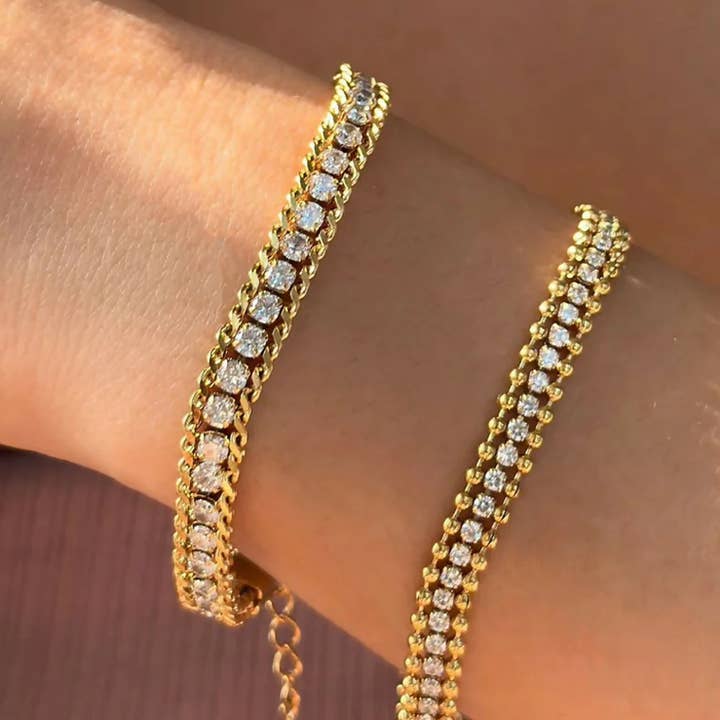 HoopLa - Wholesale Link & Chain Bracelet - Cecile Chain and Tennis Bracelet- Steel- 14L