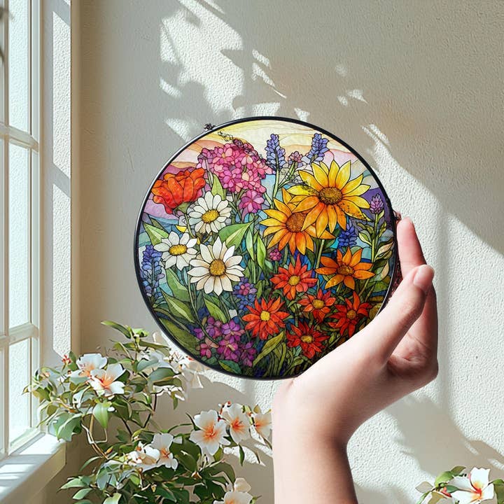 NVC Ecommerce LLC - Wholesale Zonnevanger - Wildflower Glas-in-lood Zonvanger, Cadeau voor Bloemenliefhebber2