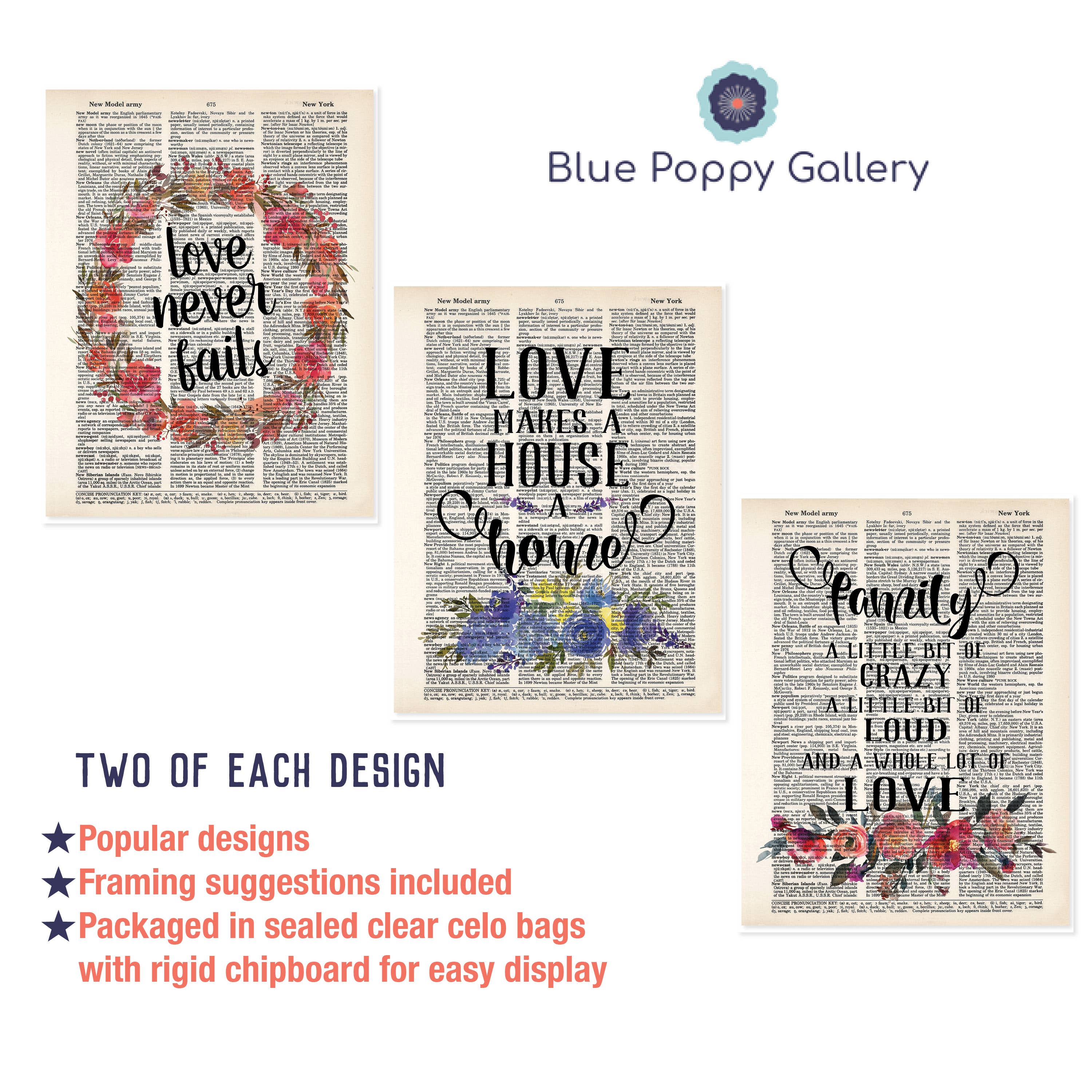 Blue Twist & Co - Wholesale Art Print - Dictionary Print Family and Friends Bundle - 18 Total Prints1