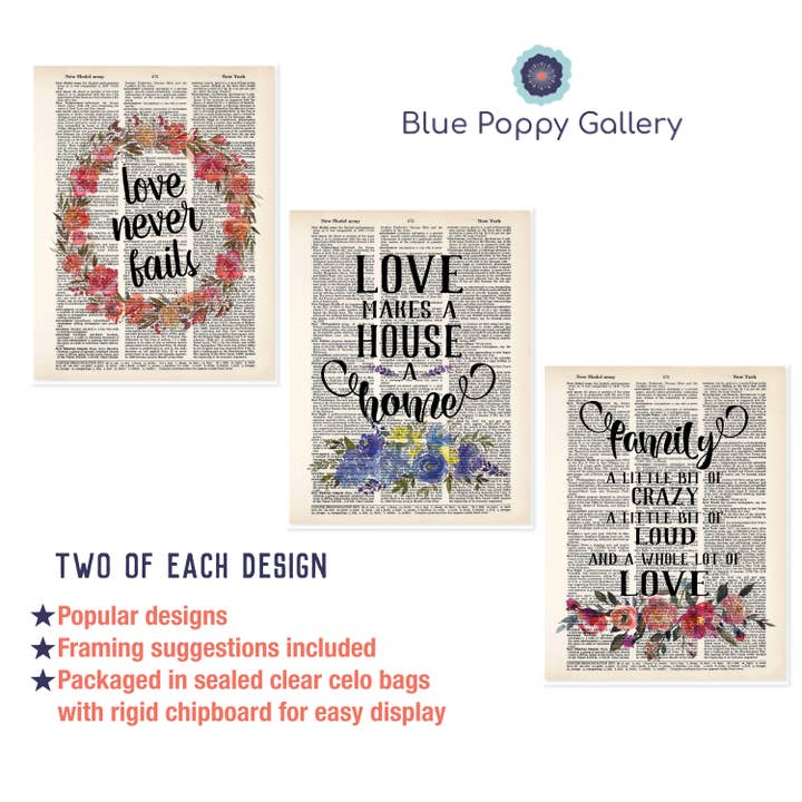 Blue Twist & Co - Wholesale Art Print - Dictionary Print Family and Friends Bundle - 18 Total Prints1
