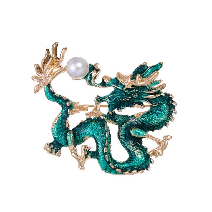 Ole – alfinete de lapela por atacado – Alfinete de Broche de Dragão Auspicioso Estilo Chinês2