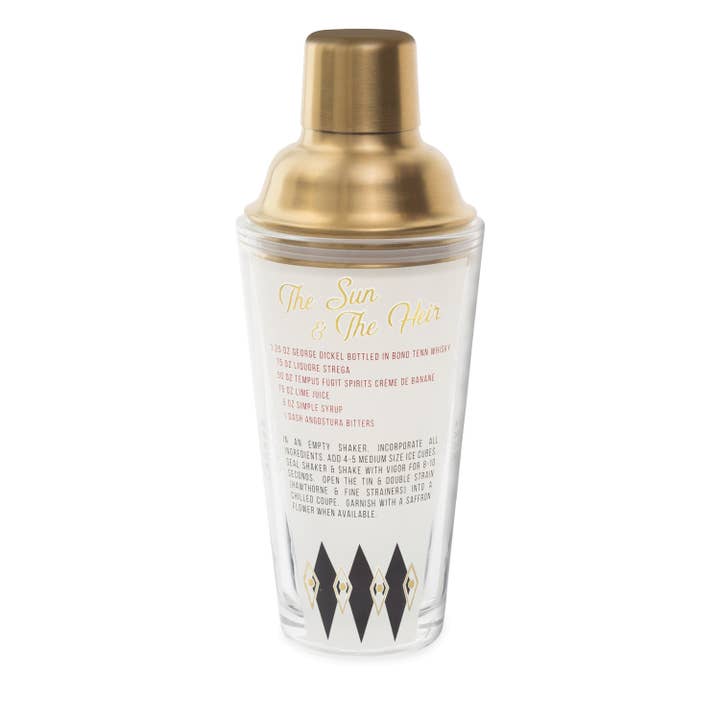 Designworks Collective – wholesale Cocktail shaker – Designworks Ink Cocktail Shaker - Gold Retro Recipes