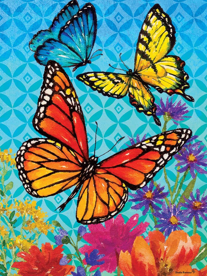 Butterfly & Wildflowers- Flag by Studio - 12” ... for wholesale by Custom Decor