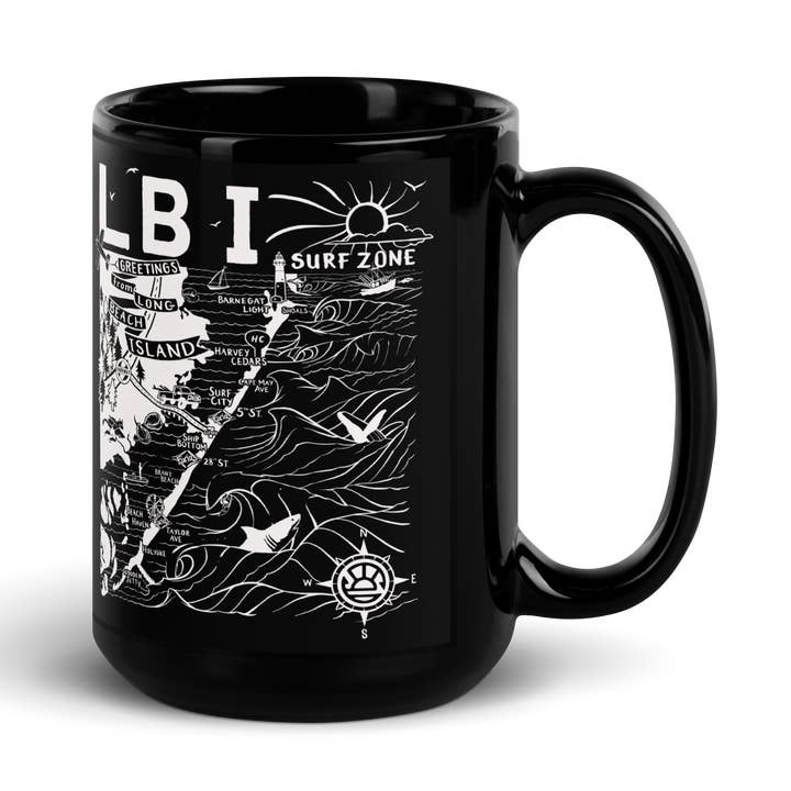 LONG BEACH ISLAND MAP Mug for wholesale by Distant Local
