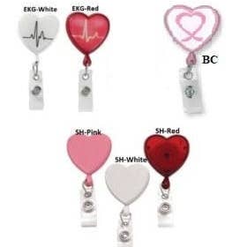 Heart Shaped Alligator Clip Badge Reels for wholesale by Exchangeables Badge Reels