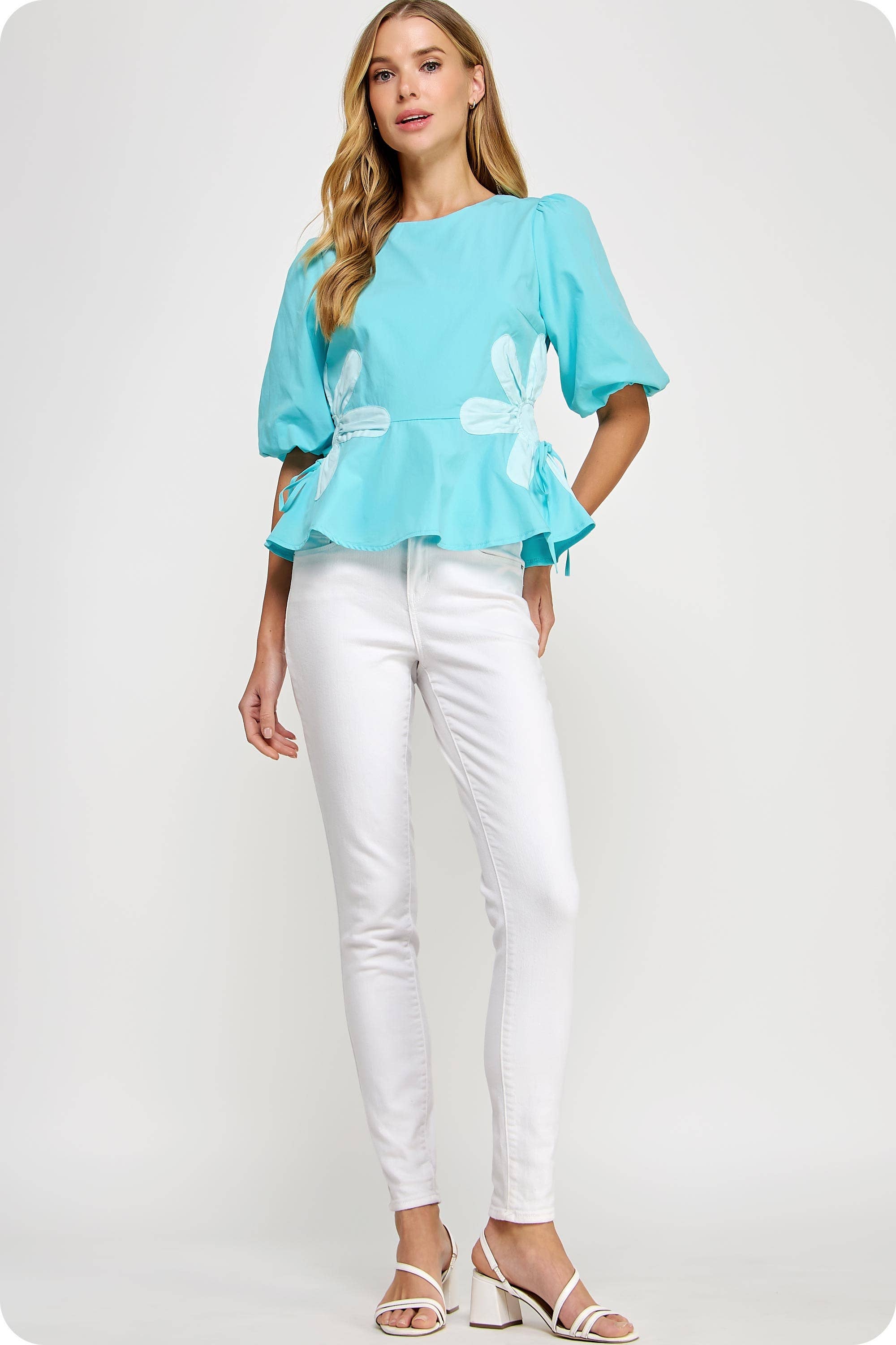 Strut & Bolt - Wholesale Blouse - Women's - Flower Color-Block Poplin Top6