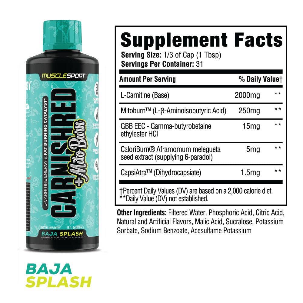 MuscleSport - Vente Supplément oral/vitamine - Liquide CarnishRed® + Mitoburn® 16 oz - Aide au métabolisme sans stimulation, - Catalyseur d'entraînement10